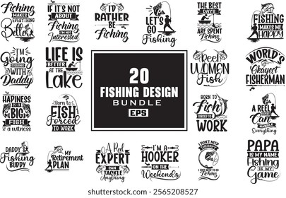 Fishing design bundle, Fishing silhouette, Cut files for Cricut, Fishing t-shirt design, Fishing life design  