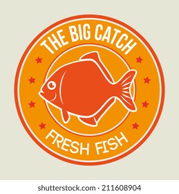 Fishing design over beige background, vector illustration