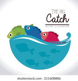 Fishing design over white background, vector illustration