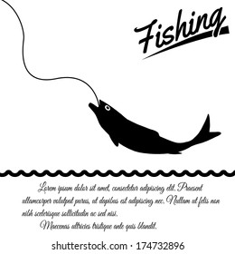 Fishing design poster on white background with space for your text, vector illustration