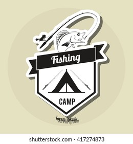Fishing design. rod and lure illustration 