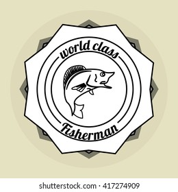 Fishing design. seal stamp concept. sport illustration