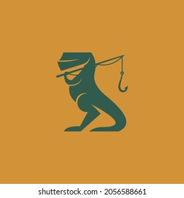 fishing dinosaur logo. vector illustration for business logo or icon