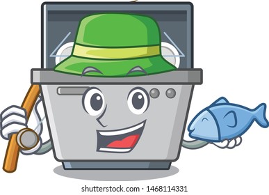 Fishing dishwasher machine with the character shape
