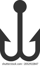 Icono de doble gancho con estilo plano. Ilustraciones de icono de doble gancho de pesca vectorial aislada, estilo sencillo.