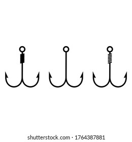 Fishing Double Hook Vector Illustration Set on White