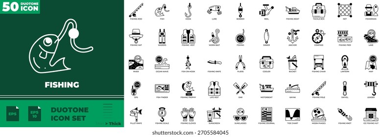 Pesca Duotone Editável ícones conjunto