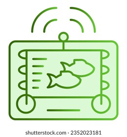Icono plano del sonido de la pesca. Iconos verdes de Fishfinder en un estilo moderno y plano. Diseño digital de degradados de gadget, diseñado para web y app. Eps 10