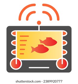 Icono plano del sonido de la pesca. Iconos de color Fishfinder en estilo plano de moda. Diseño digital de degradados de gadget, diseñado para web y app. Eps 10