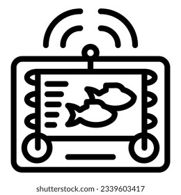 Angeln Echo Strichzeilensymbol. Fishfinder, Vektorgrafik einzeln auf Weiß. Digitales Gadget-Umriss-Design, entwickelt für Web und App. EPS10