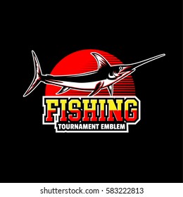fishing emblem with black background