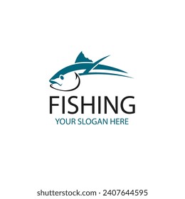 fishing emblem with fish and hook isolated on white background