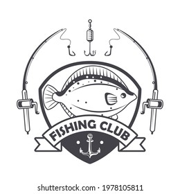 fishing emblem with fish and rods