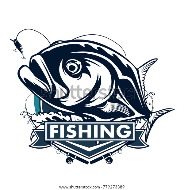 Fishing Emblem Permit Isolated On White Stock Vector (Royalty Free ...