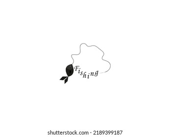 Fishing .eps fishing elements for creating badges, logos, labels, posters. Illustration fish and words fishing.  illustration symbol. Vector art of a Fly fish catching. Fish black silhouette vector.