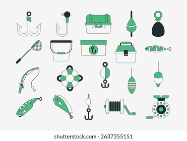 Fishing Equipment Design Element Set