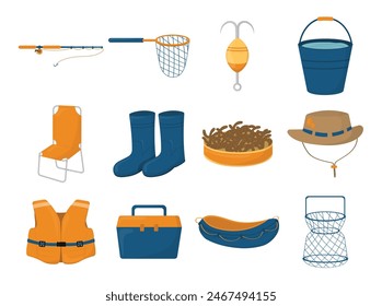 Fishing Equipment Element Illustration Set