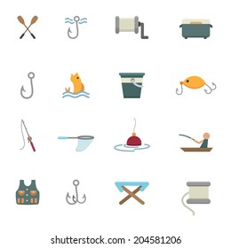 fishing and equipment for fishing icons vector eps10
