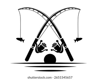 logotipo do equipamento de pesca, vara de pesca
