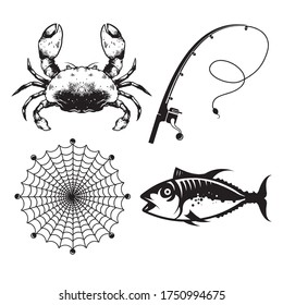 fishing equipment pack design vector illustration