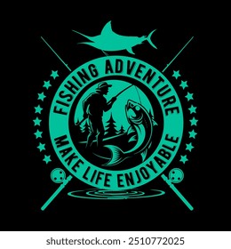 Experiencia De Pesca Y Caza De Peces Aventura Vector Camiseta Diseño Plantilla