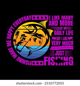 Fishing Experience And Fish Hunting Adventure Vector T-shirt Design Template