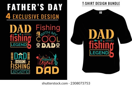  Fishing, Father's Day, Dad Lover T-shirt Design Bundle. Ready to print for apparel, poster, and illustration. Modern, simple, lettering.

