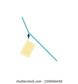 Fishing feeder net icon. Flat color design. Vector illustration.