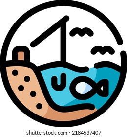 Fishing Filled Outline vector design and illustration template