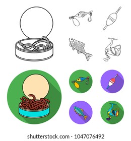 Fishing, fish, catch, hook .Fishing set collection icons in outline,flat style vector symbol stock illustration web.
