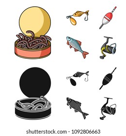 Fishing, fish, catch, hook .Fishing set collection icons in cartoon,black style vector symbol stock illustration web.