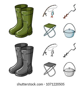 Fishing, fish, catch, fishing rod .Fishing set collection icons in cartoon,monochrome style vector symbol stock illustration web.
