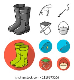 Fishing, fish, catch, fishing rod .Fishing set collection icons in monochrome,flat style vector symbol stock illustration web.