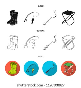 Fishing, fish, catch, fishing rod .Fishing set collection icons in black,flat,outline style vector symbol stock illustration web.