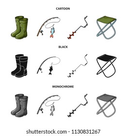 Fishing, fish, catch, fishing rod .Fishing set collection icons in cartoon,black,monochrome style vector symbol stock illustration web.