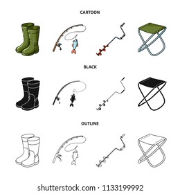 Fishing, fish, catch, fishing rod .Fishing set collection icons in cartoon,black,outline style vector symbol stock illustration web.