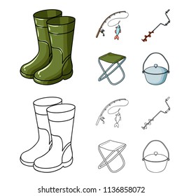 Fishing, fish, catch, fishing rod .Fishing set collection icons in cartoon,outline style vector symbol stock illustration web.