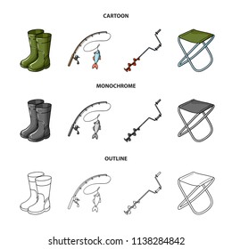 Fishing, fish, catch, fishing rod .Fishing set collection icons in cartoon,outline,monochrome style vector symbol stock illustration web.