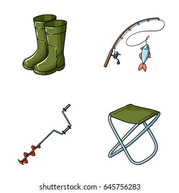Fishing, fish, catch, fishing rod. Fishing set collection icons in cartoon style vector symbol stock illustration web.