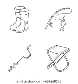 Fishing, fish, catch, fishing rod .Fishing set collection icons in outline style vector symbol stock illustration web.