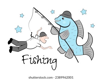 Fishing. The Fish Caught the Fisherman
