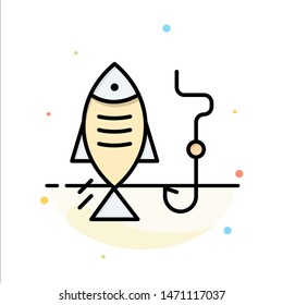 Fishing, Fish, Hook, Hunting Abstract Flat Color Icon Template. Vector Icon Template background