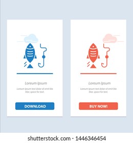 Fishing, Fish, Hook, Hunting  Blue and Red Download and Buy Now web Widget Card Template