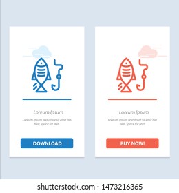 Fishing, Fish, Hook, Hunting  Blue and Red Download and Buy Now web Widget Card Template