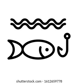 fishing fish icon with black line style
