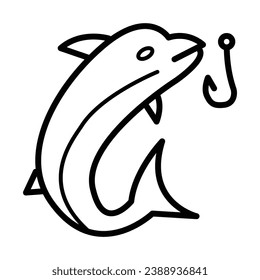 Fishing a fish icon vector design illustration free hobbies
