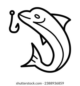 Fishing a fish icon vector design illustration free hobbies