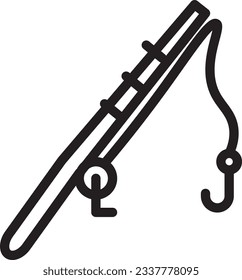 Fishing Fish Pole Outline Icon