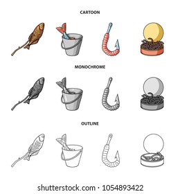 Fishing, fish, shish kebab .Fishing set collection icons in cartoon,outline,monochrome style vector symbol stock illustration web.
