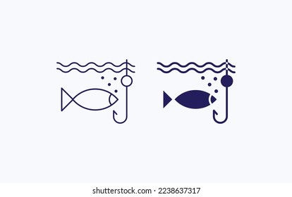 Fishing and fish vector illustration icon